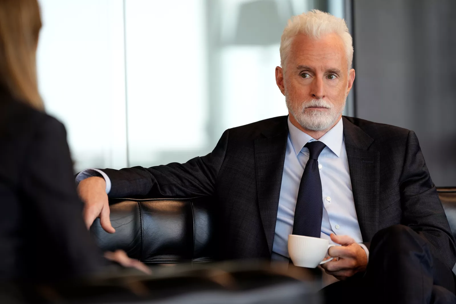 Episode 110 -- John Slattery as Leo Drummond in The Rainmaker. Photo Credit: Christopher Barr/USA Network © 2025 VERSANT MEDIA. All Rights Reserved