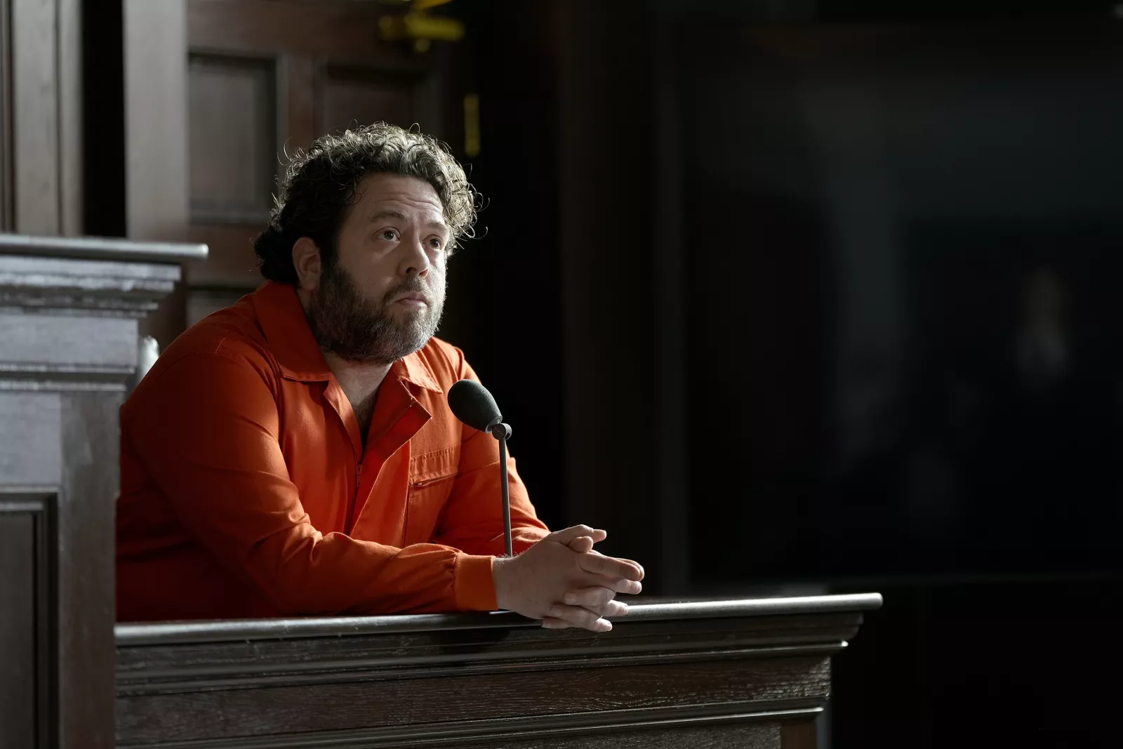 Episode 110 -- Dan Fogler as Melvin Pritcher in The Rainmaker. Photo Credit: Christopher Barr/USA Network © 2025 VERSANT MEDIA. All Rights Reserved 