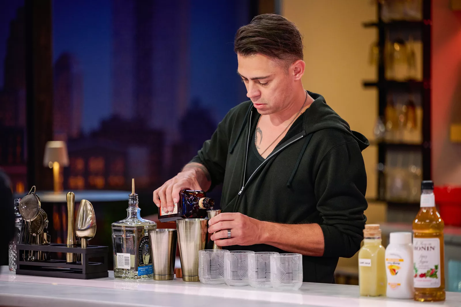 Dylan Stone on Cocktail Wars on E! Photo Credit: Scott Gries/E! Entertainment © 2026 VERSANT MEDIA. All Rights Reserved.