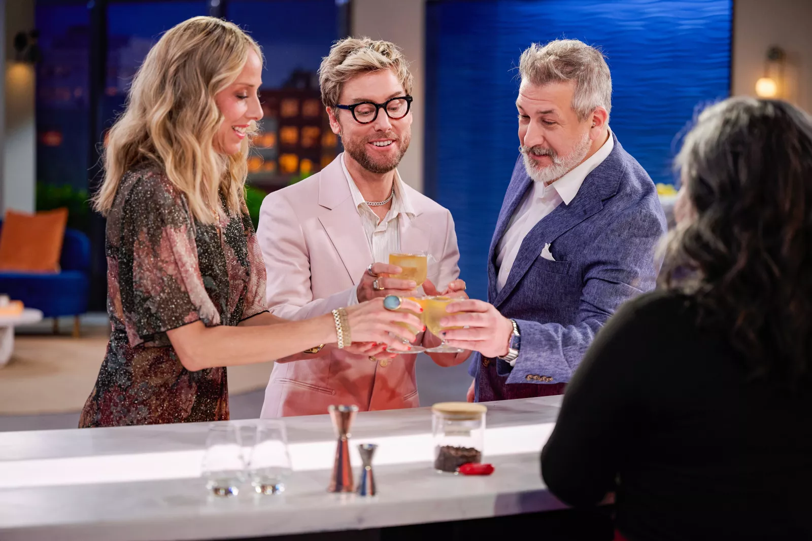 (L-R) Melissa Brooke, Lance Bass and Joey Fatone on Cocktail Wars on E! Photo Credit: Scott Gries/E! Entertainment © 2026 VERSANT MEDIA. All Rights Reserved.