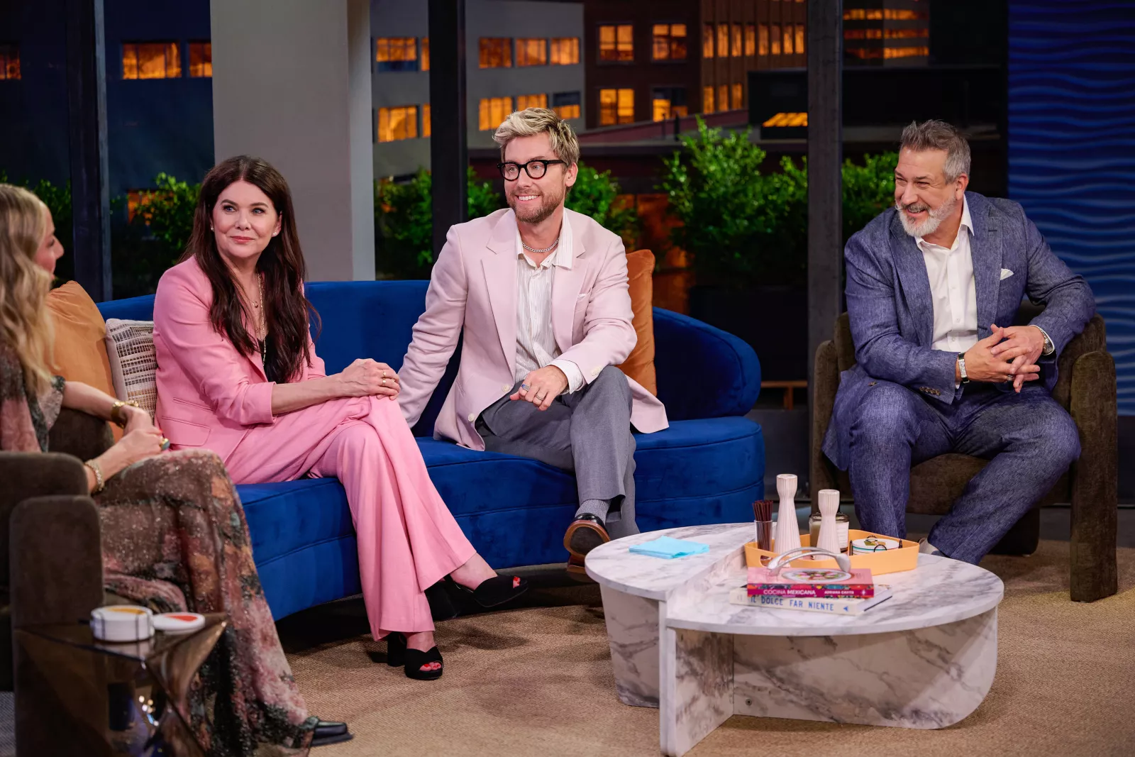 (L-R) Melissa Brooke, Lauren Graham, Lance Bass and Joey Fatone on Cocktail Wars on E! Photo Credit: Scott Gries/E! Entertainment © 2026 VERSANT MEDIA. All Rights Reserved.