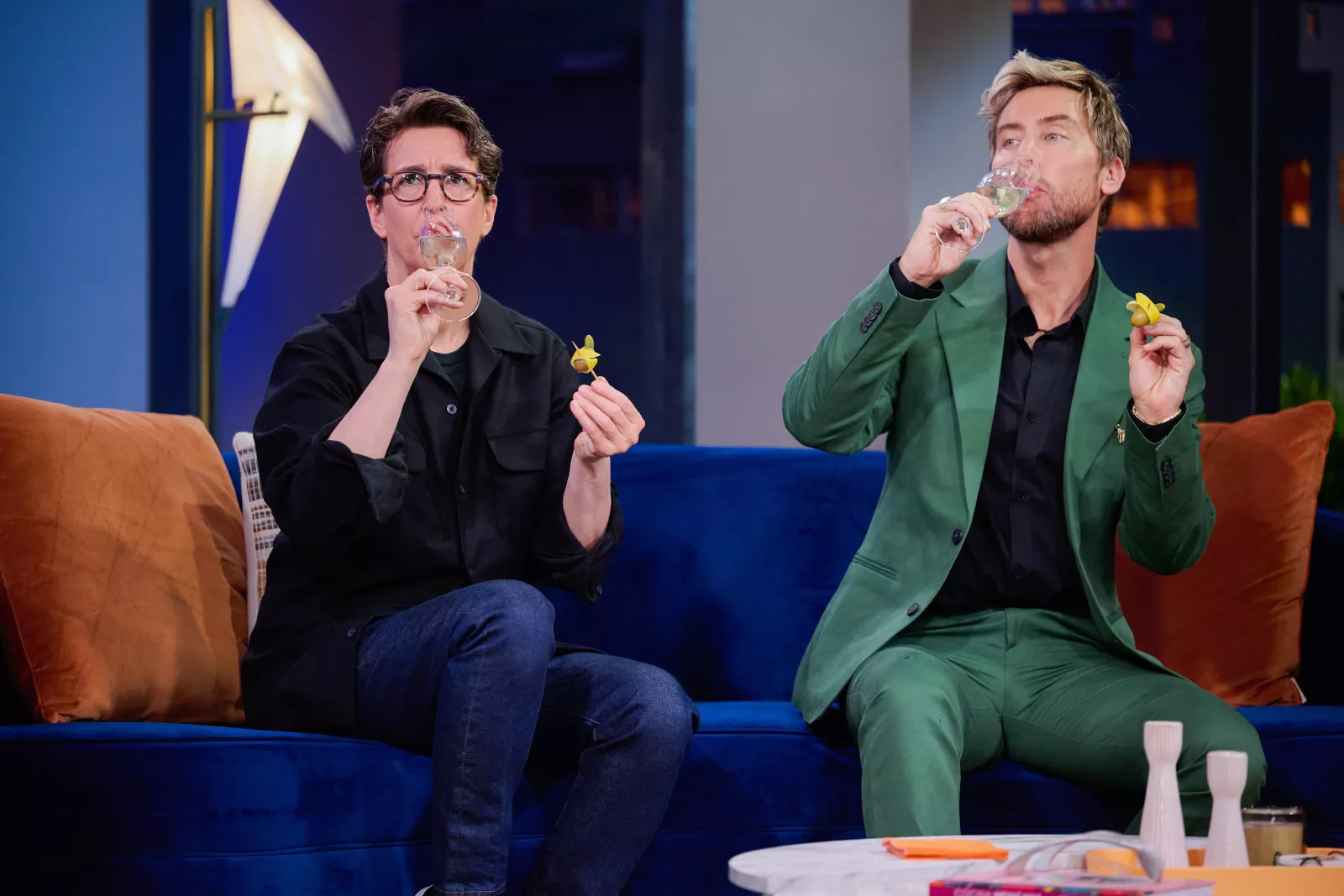 Rachel Maddow and Lance Bass on Cocktail Wars on E!  Photo Credit: Scott Gries/E! Entertainment © 2026 VERSANT MEDIA. All Rights Reserved.