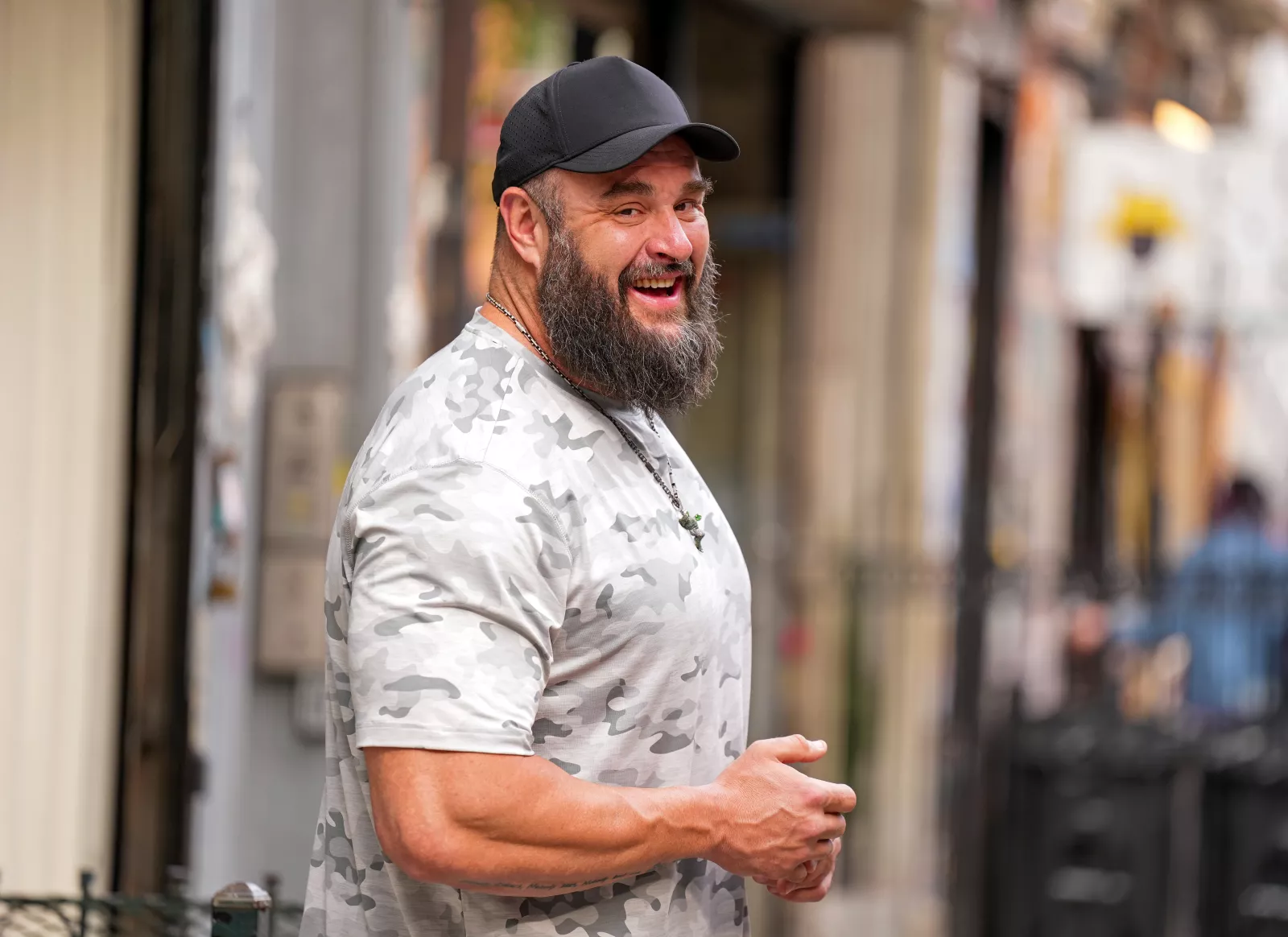 Braun Strowman visits New York City in Everything On The Menu with Braun Strowman on USA Network. Photo credit: Craig Blankenhorn/USA Network © 2026 VERSANT MEDIA. All Rights Reserved.