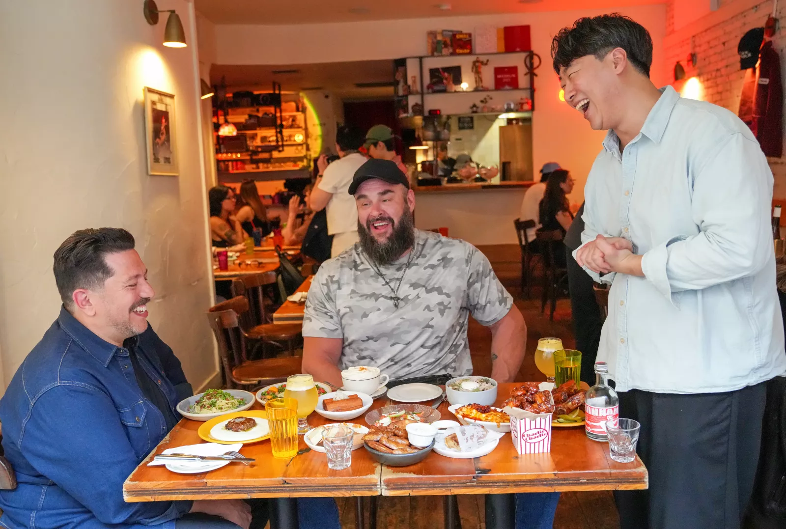 Sal Vulcano and Braun Strowman visit New York City in Everything On The Menu with Braun Strowman on USA Network. Photo credit: Craig Blankenhorn/USA Network © 2026 VERSANT MEDIA. All Rights Reserved.