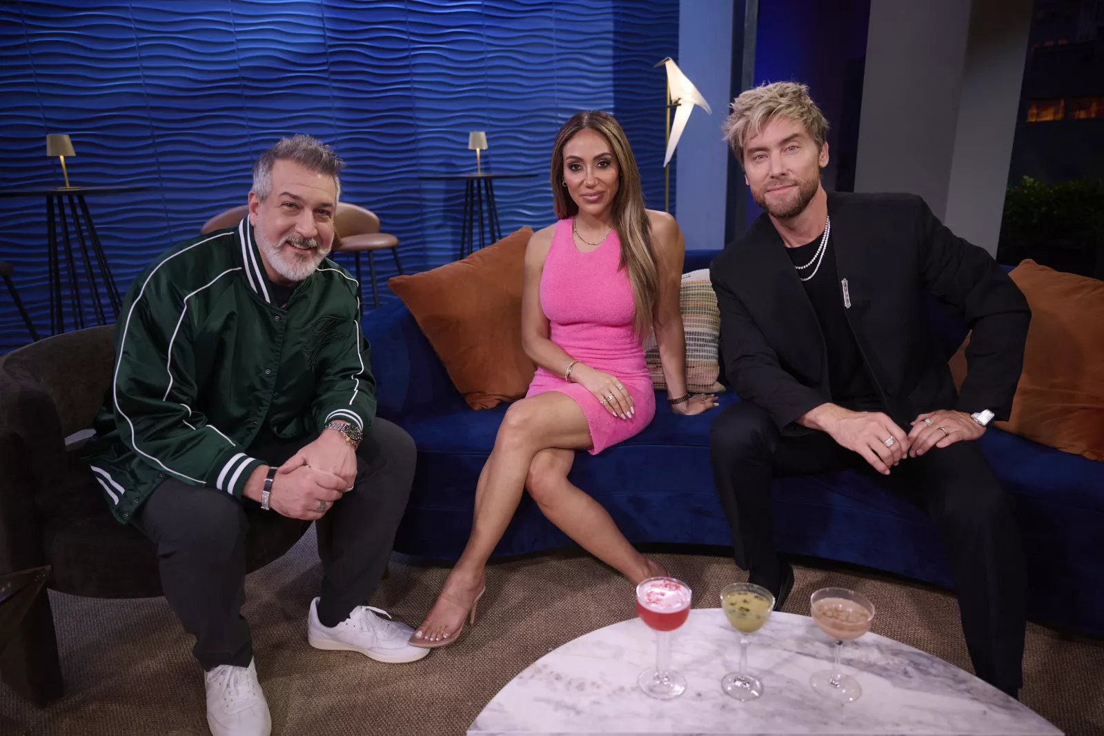 (L-R) Joey Fatone, Melissa Gorga and Lance Bass on Cocktail Wars on E! Photo Credit: Scott Gries/E! Entertainment © 2026 VERSANT MEDIA. All Rights Reserved.